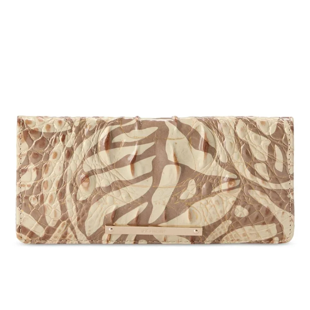 Brahmin Ady Wallet Stepping Stone Melbourne ID Genuine Leather Croc Embo Tan